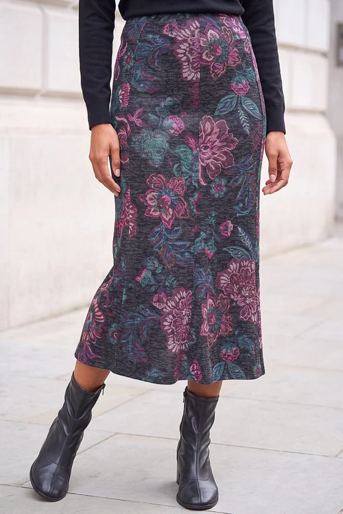 Roman Mauve Panelled Floral A-Line Skirt - 16 Image 1