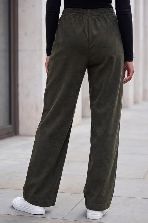 Roman Khaki Cord Wide Leg Trousers - 18 Image 3