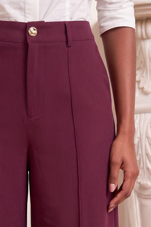 Dusk Aubergine Wide Leg Trouser - 8 Image 4