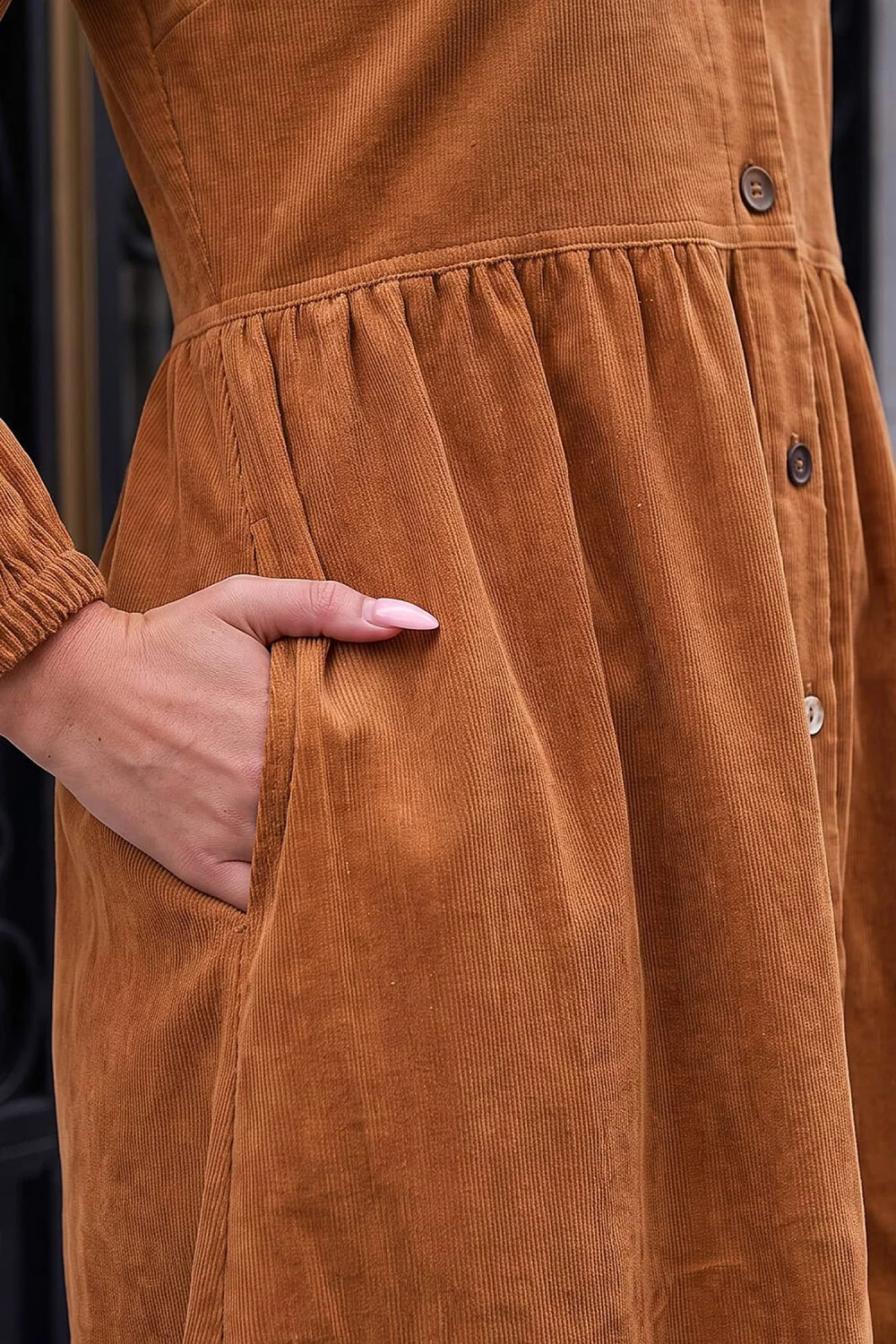 Roman Amber Button Through Corduroy Dress - 12 Image 4