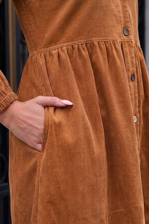 Roman Amber Button Through Corduroy Dress - 12 Image 4