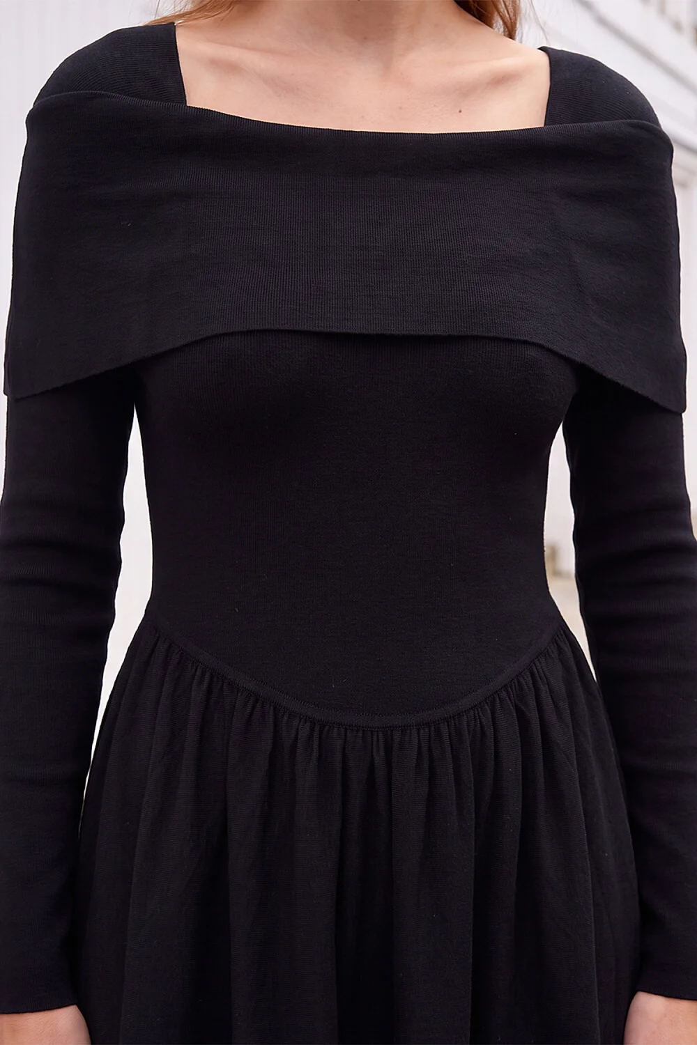 Roman Black Bardot Knitted Midi Dress - 10 Image 4