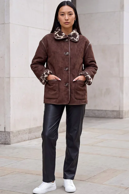 Roman Chocolate Bonded Teddy Coat - 14 Image 2
