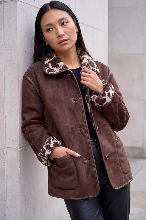 Roman Chocolate Bonded Teddy Coat - 14 Image 1