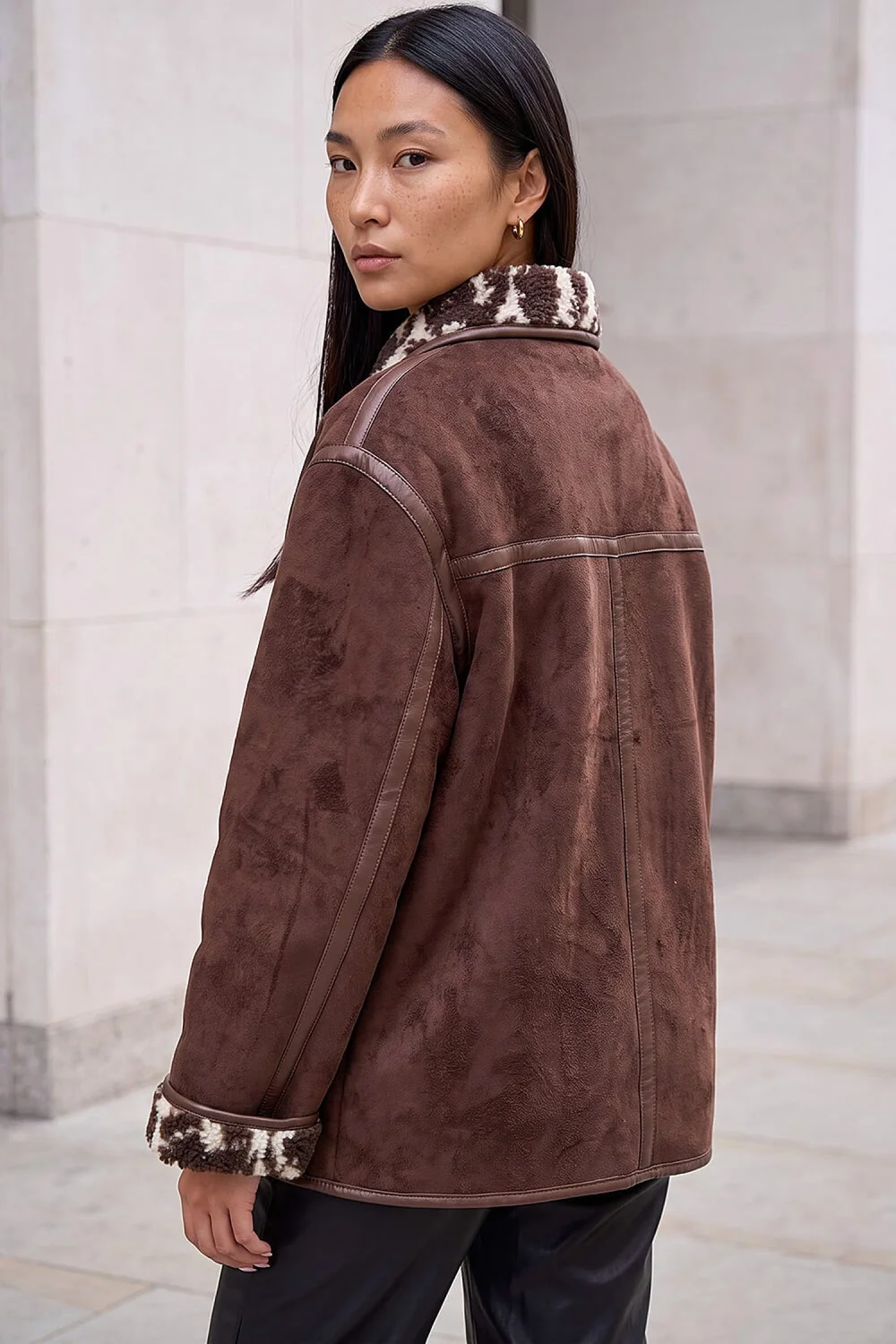 Roman Chocolate Bonded Teddy Coat - 14 Image 4