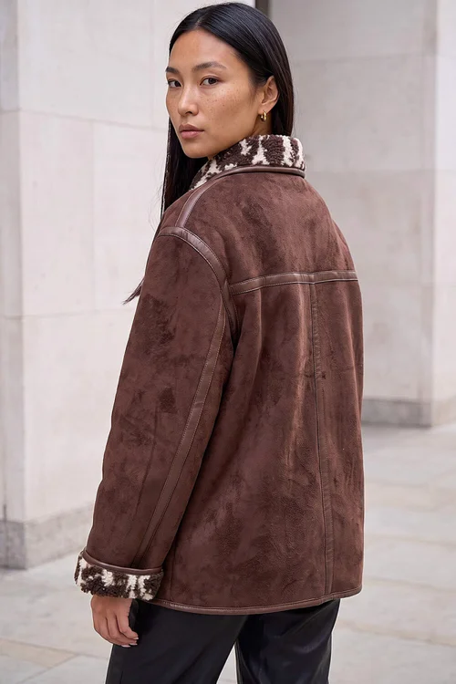 Roman Chocolate Bonded Teddy Coat - 14 Image 4