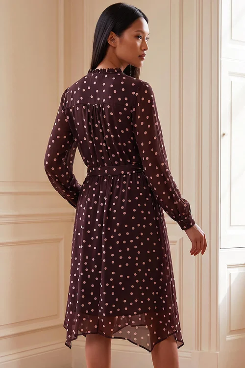 Roman Chocolate Petite Polka Dot Midi Dress - 8 Image 4
