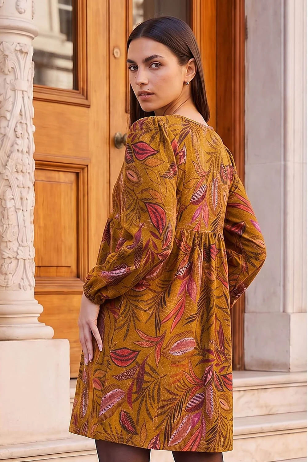 Roman Amber Leaf Embroidered Panel Dress - 16 Image 4