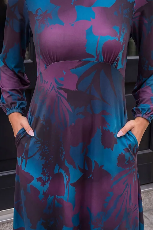 Roman Teal Floral Fit And Flare Dress - 10 Image 4