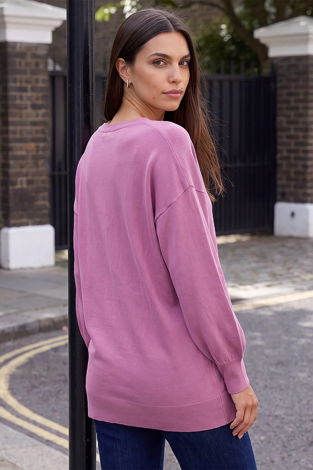 Roman Pink Plain V-Neck Stretch Jumper - 12 Image 3