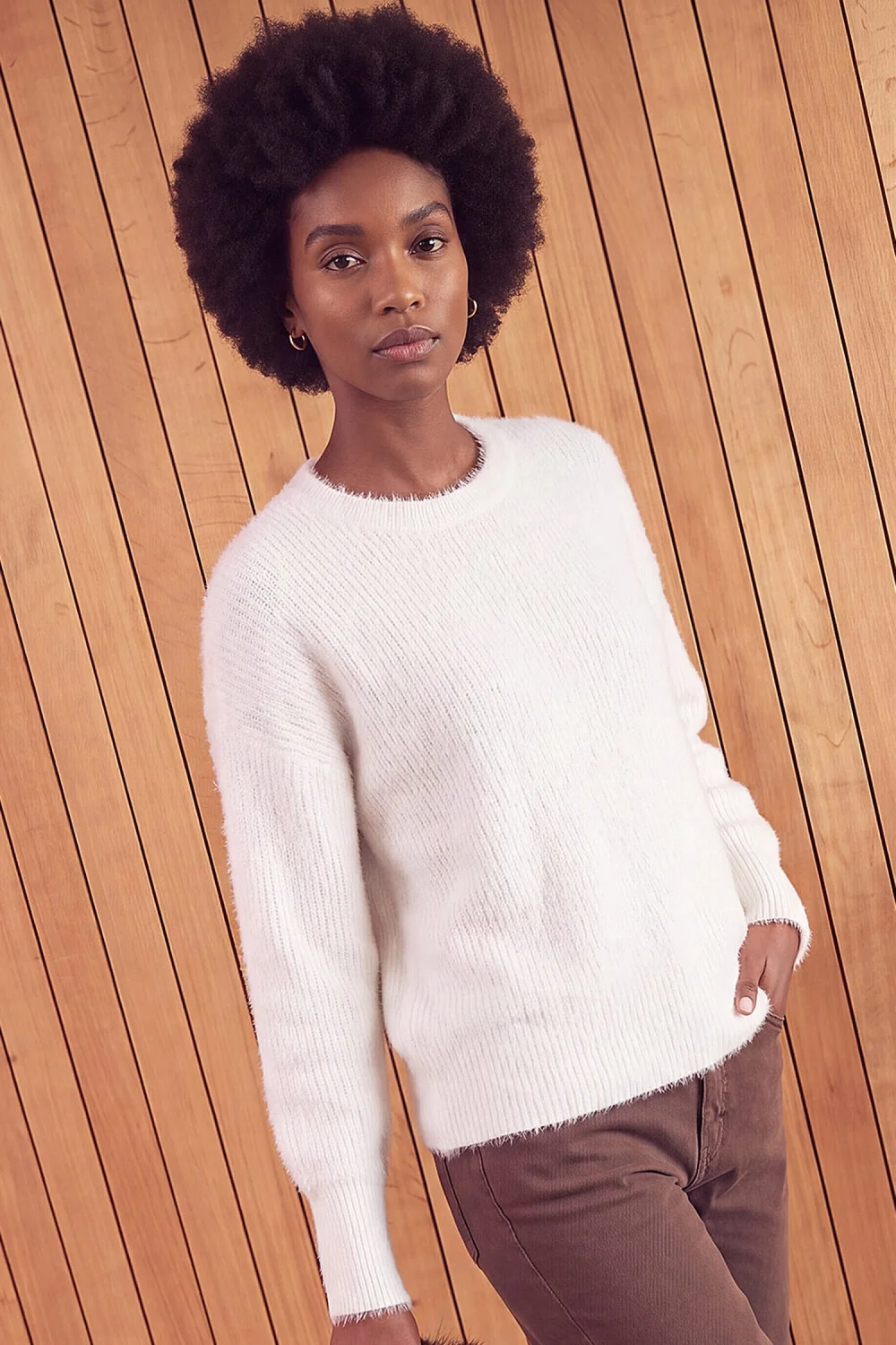 Roman White Fluffy Crew Knit Jumper - 14 Image 1