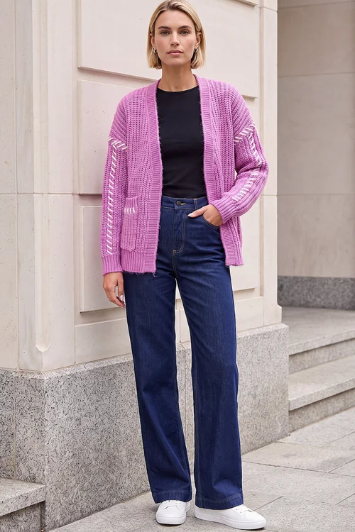 Roman Pink Blanket Stitch Cardigan - 18 Image 2