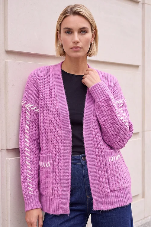 Roman Pink Blanket Stitch Cardigan - 18 Image 1