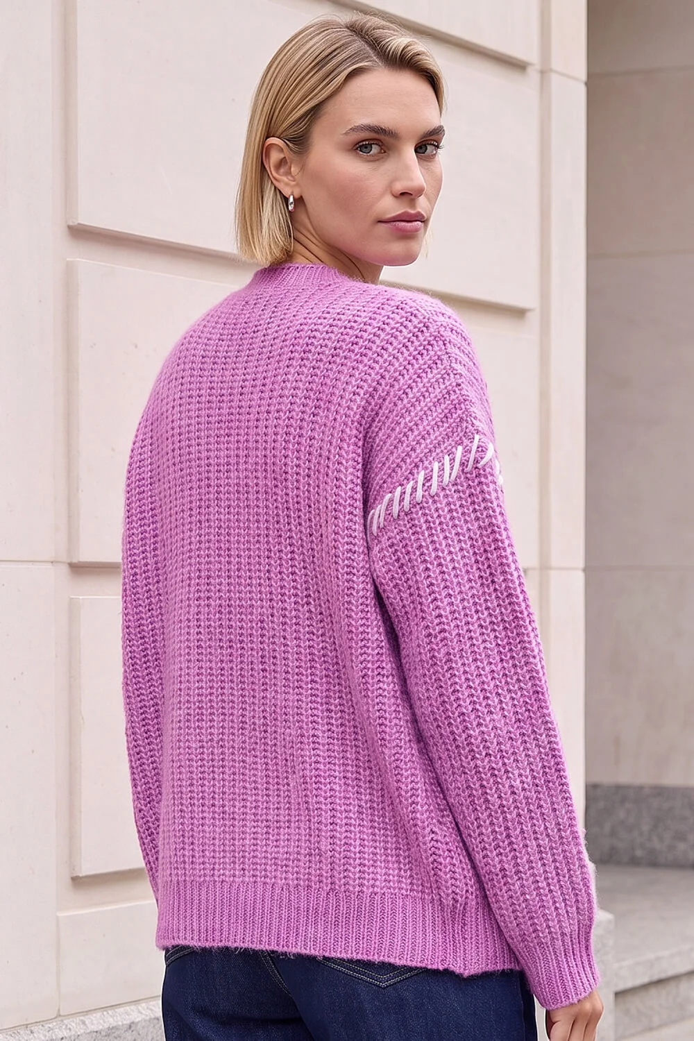 Roman Pink Blanket Stitch Cardigan - 18 Image 4