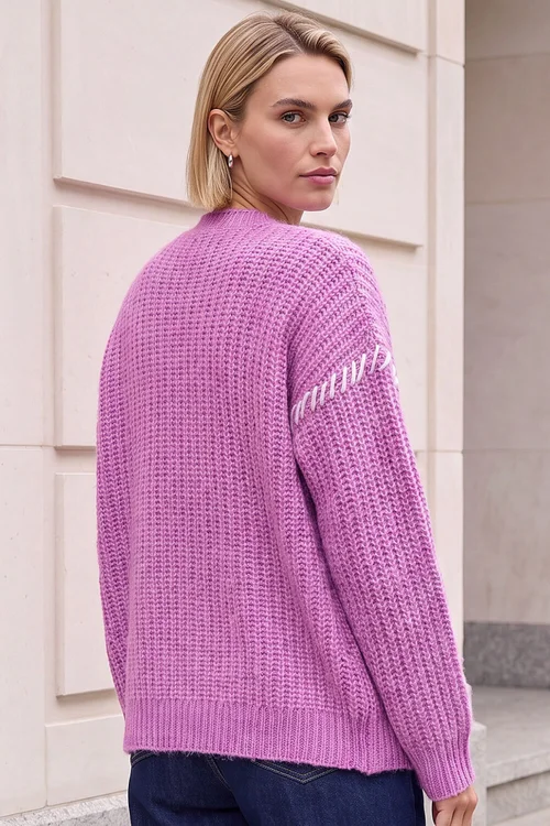 Roman Pink Blanket Stitch Cardigan - 18 Image 4