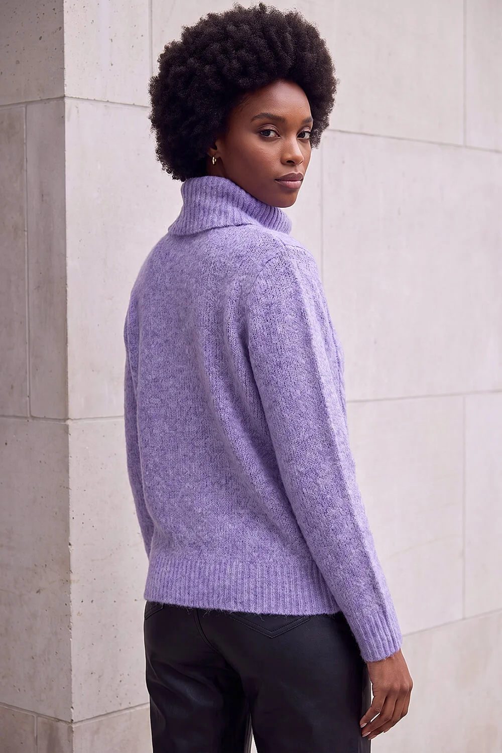 Roman Lavender Soft Cable Roll Neck Jumper - 14 Image 3