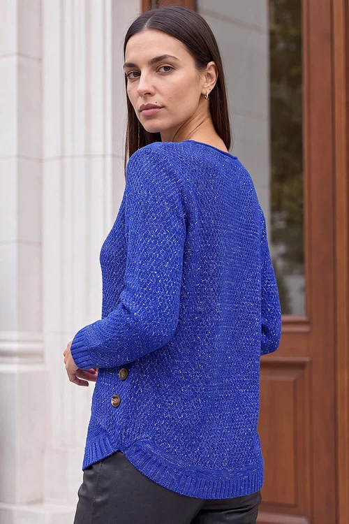 Roman Navy Shimmer Curved Hem Jumper - 10 Image 3