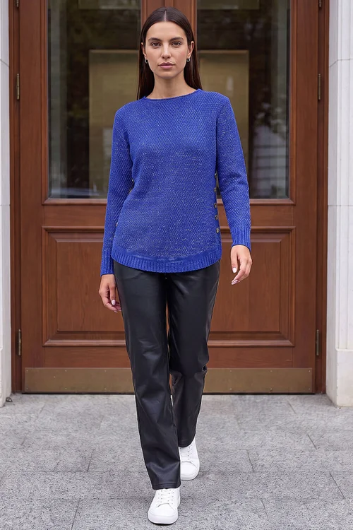 Roman Navy Shimmer Curved Hem Jumper - 10 Image 2