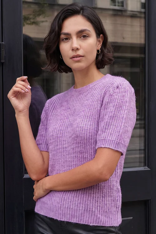 Roman Lilac Knitted Short Sleeve Jumper - 20 Image 1
