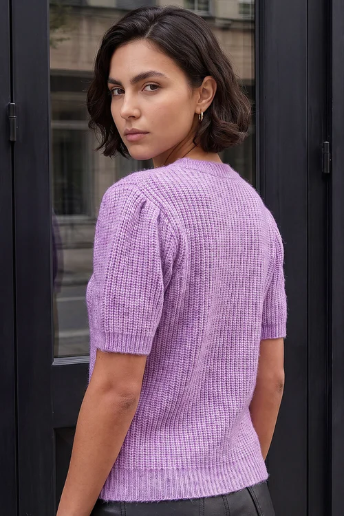 Roman Lilac Knitted Short Sleeve Jumper - 20 Image 3