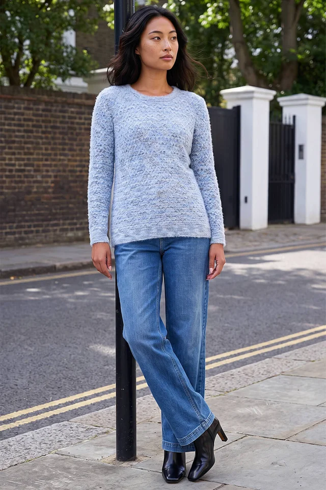 Roman Blue Petite Textured Knit Jumper
