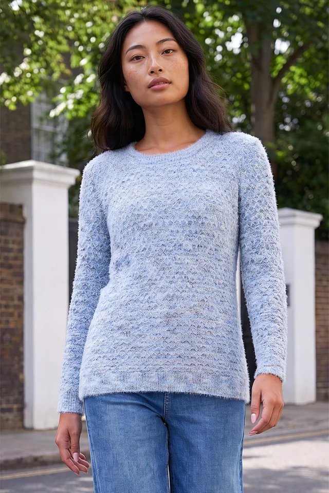 Roman Blue Petite Textured Knit Jumper