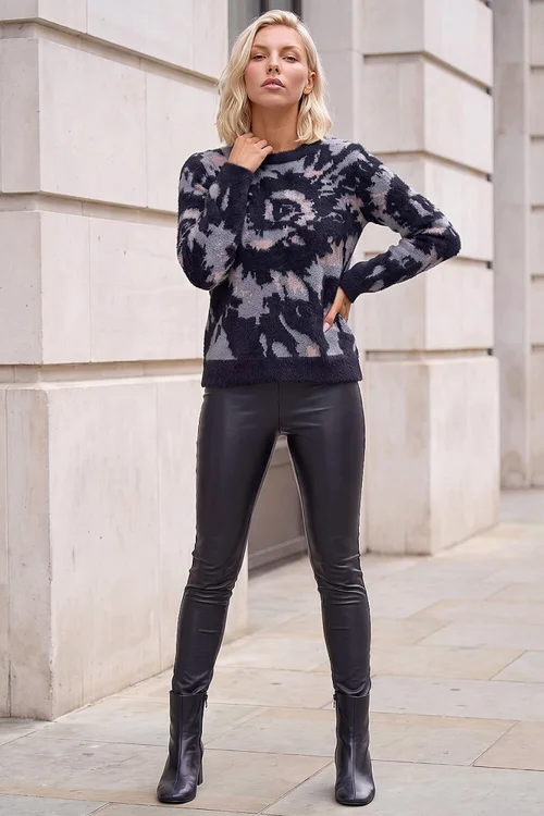 Roman Navy Petite Abstract Knit Jumper - 12 Image 3