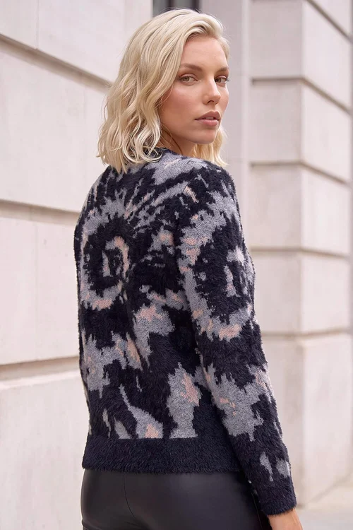 Roman Navy Petite Abstract Knit Jumper - 12 Image 4
