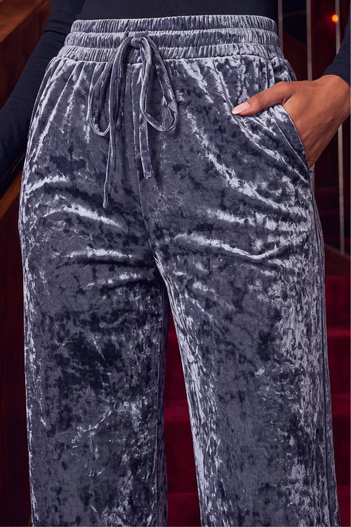 Roman Dark Grey Velvet Stretch Trouser - 10 Image 4