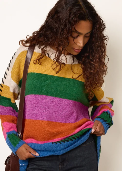 Blue Vanilla Multi Striped Oversized Jumper - S/M Image 2