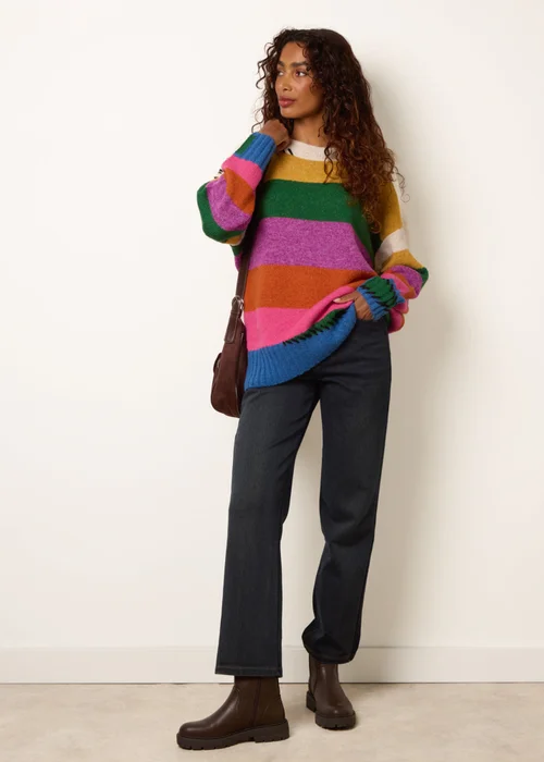 Blue Vanilla Multi Striped Oversized Jumper - S/M Image 3