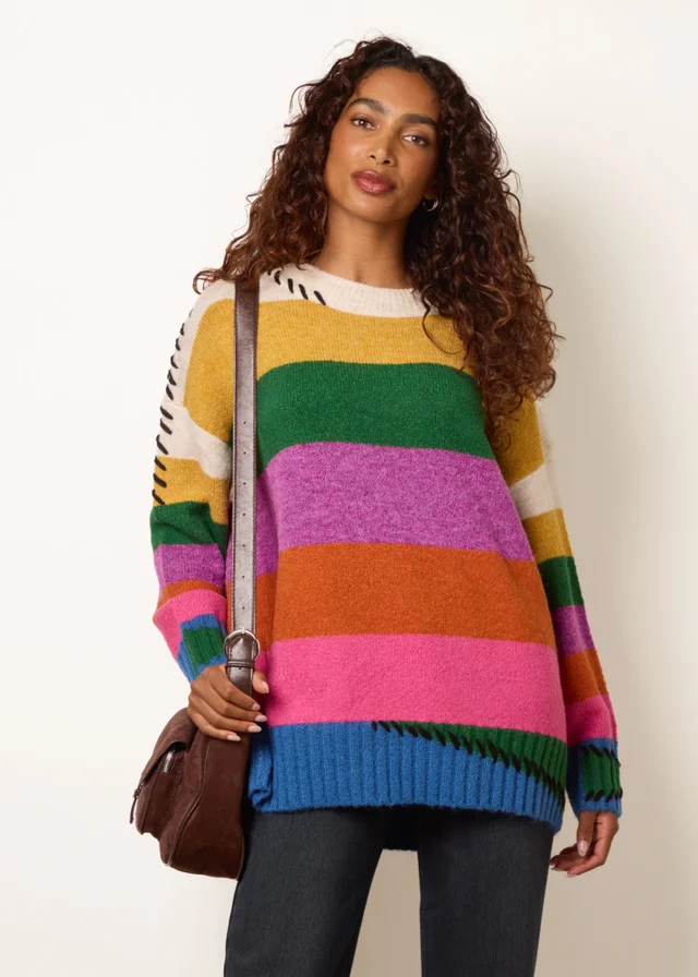 Blue Vanilla Multi Striped Oversized Jumper
