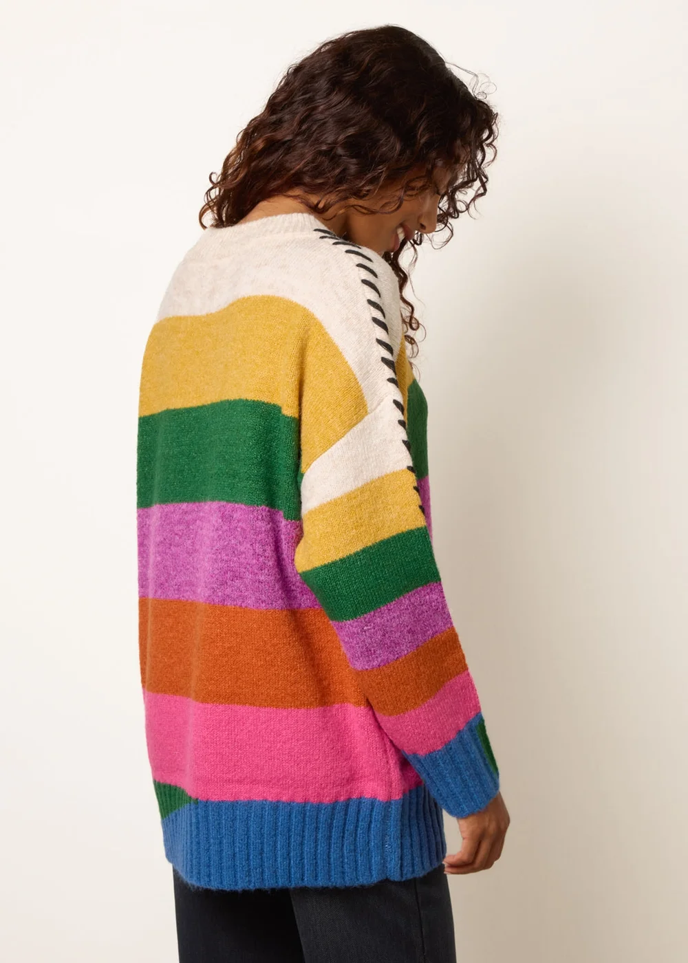 Blue Vanilla Multi Striped Oversized Jumper - S/M Image 4