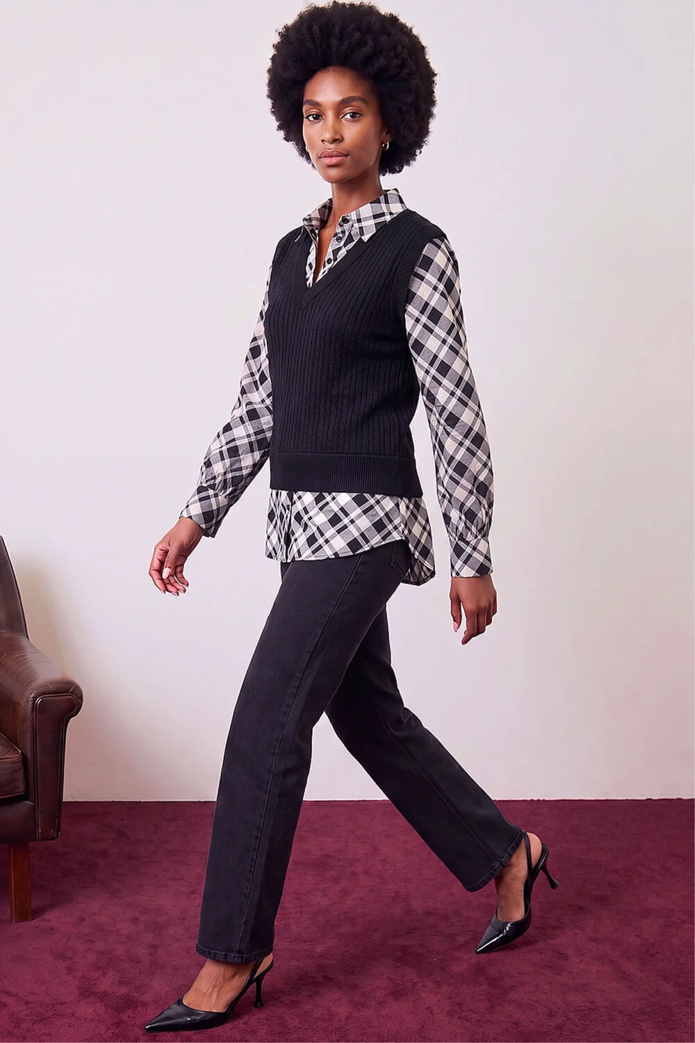 Roman Black Check Print 2 In 1 Top - 16 Image 2