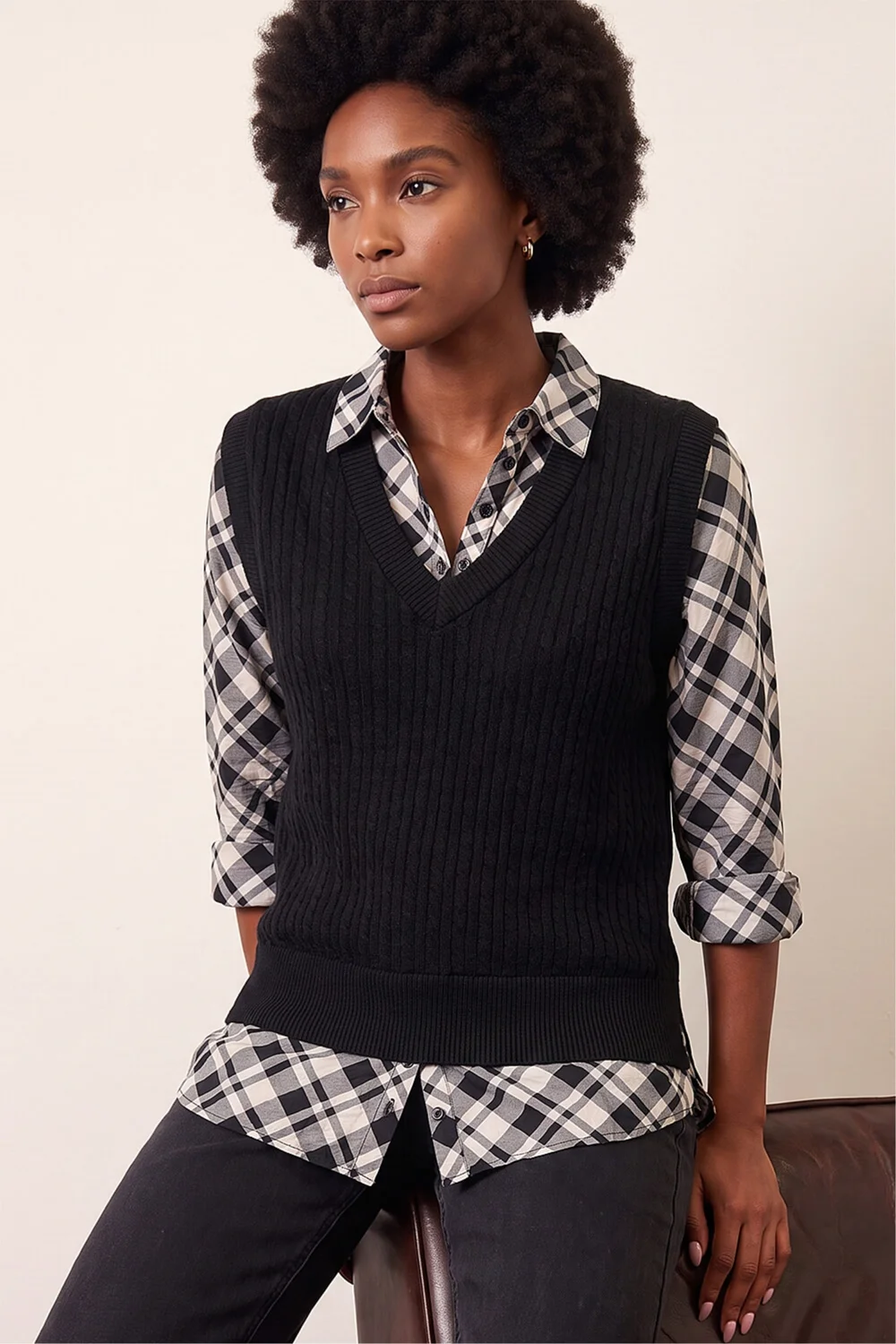 Roman Black Check Print 2 In 1 Top - 16 Image 1