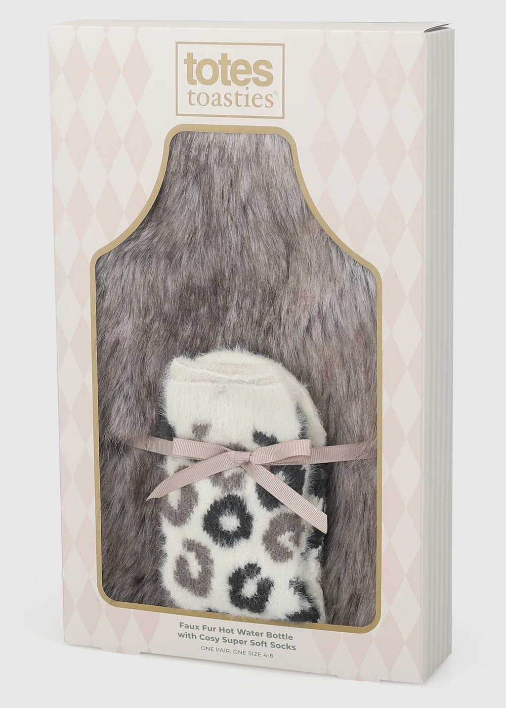 Totes Brown Faux Fur Hot Water Bottle And Super Soft Socks Set - One Size Image 2