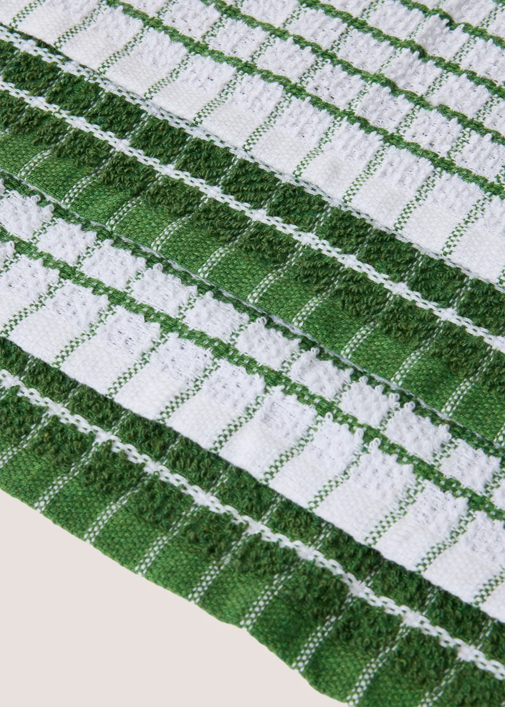 4 Pack Check Dark Green Tea Towels Image 2