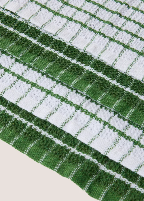 4 Pack Check Dark Green Tea Towels Image 2
