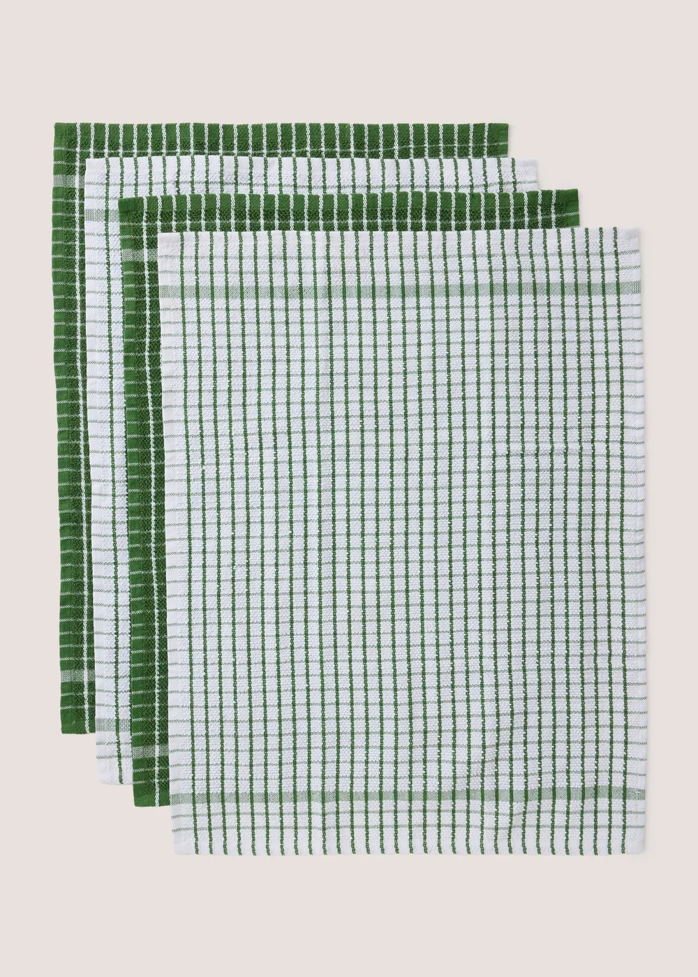 4 Pack Check Dark Green Tea Towels Image 1