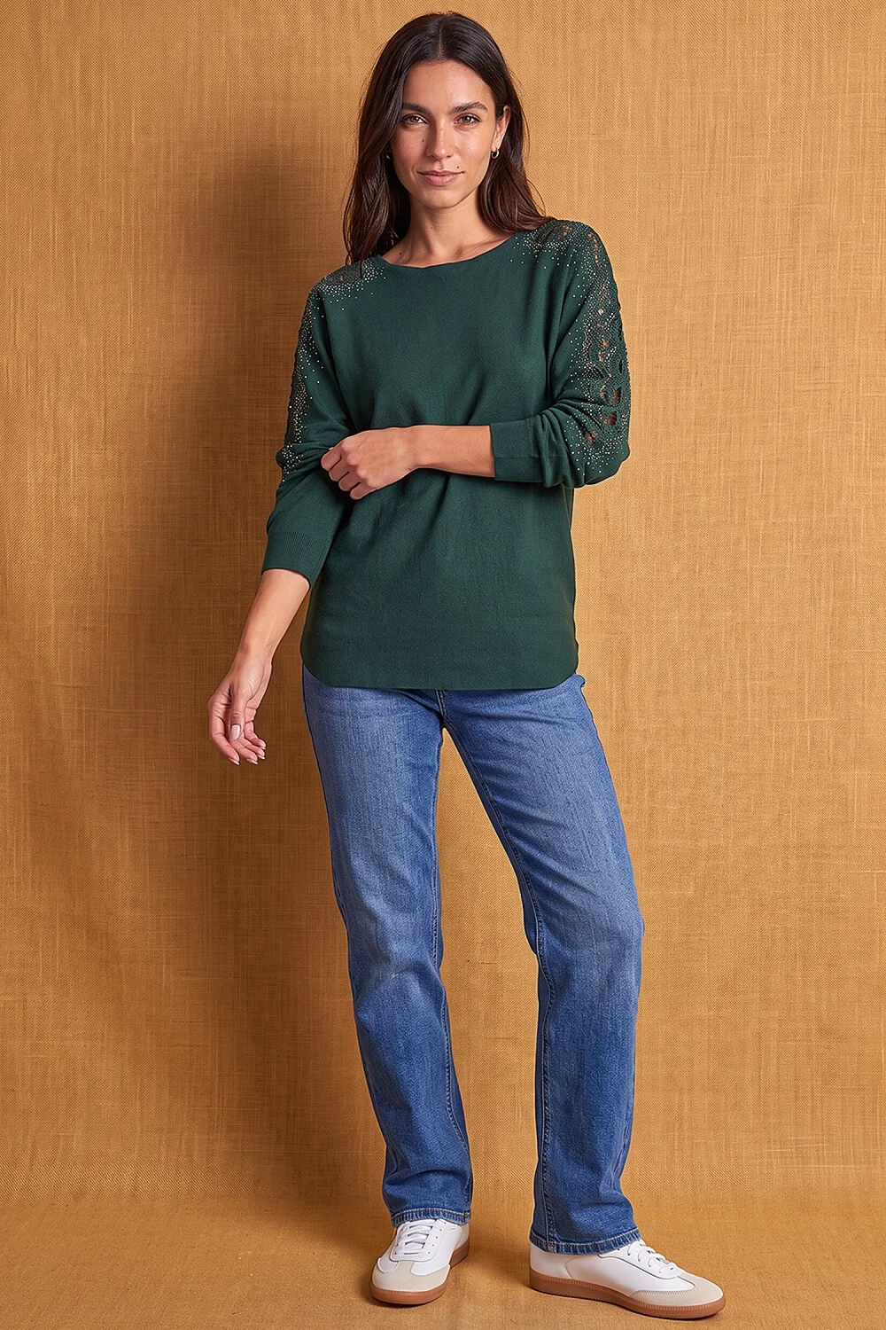 Roman Forest Sparkly Sleeve Knit Jumper - M Image 2