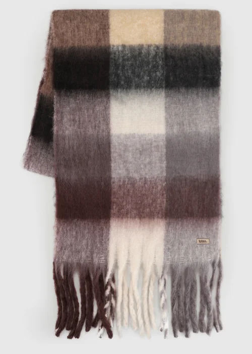 Totes Burgundy Mix Purple Chunky Brushed Check Scarf - One Size Image 4