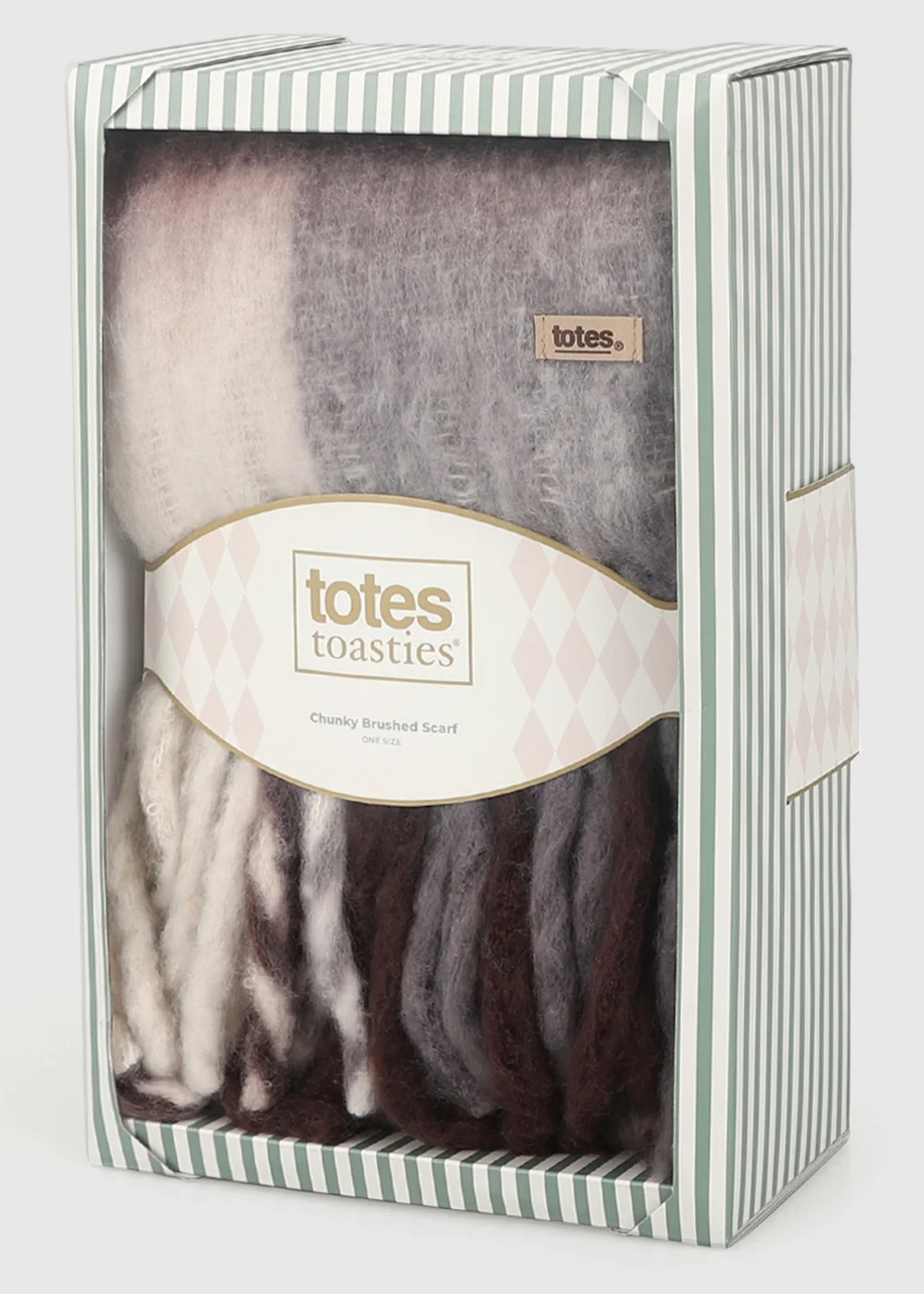 Totes Burgundy Mix Purple Chunky Brushed Check Scarf - One Size Image 2