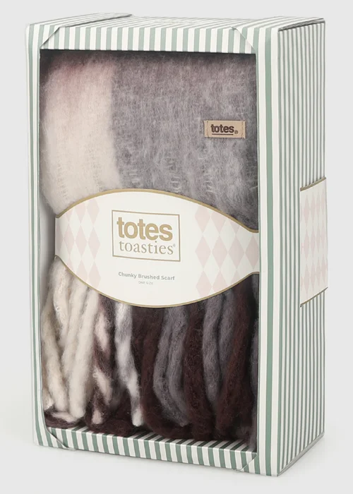 Totes Burgundy Mix Purple Chunky Brushed Check Scarf - One Size Image 2
