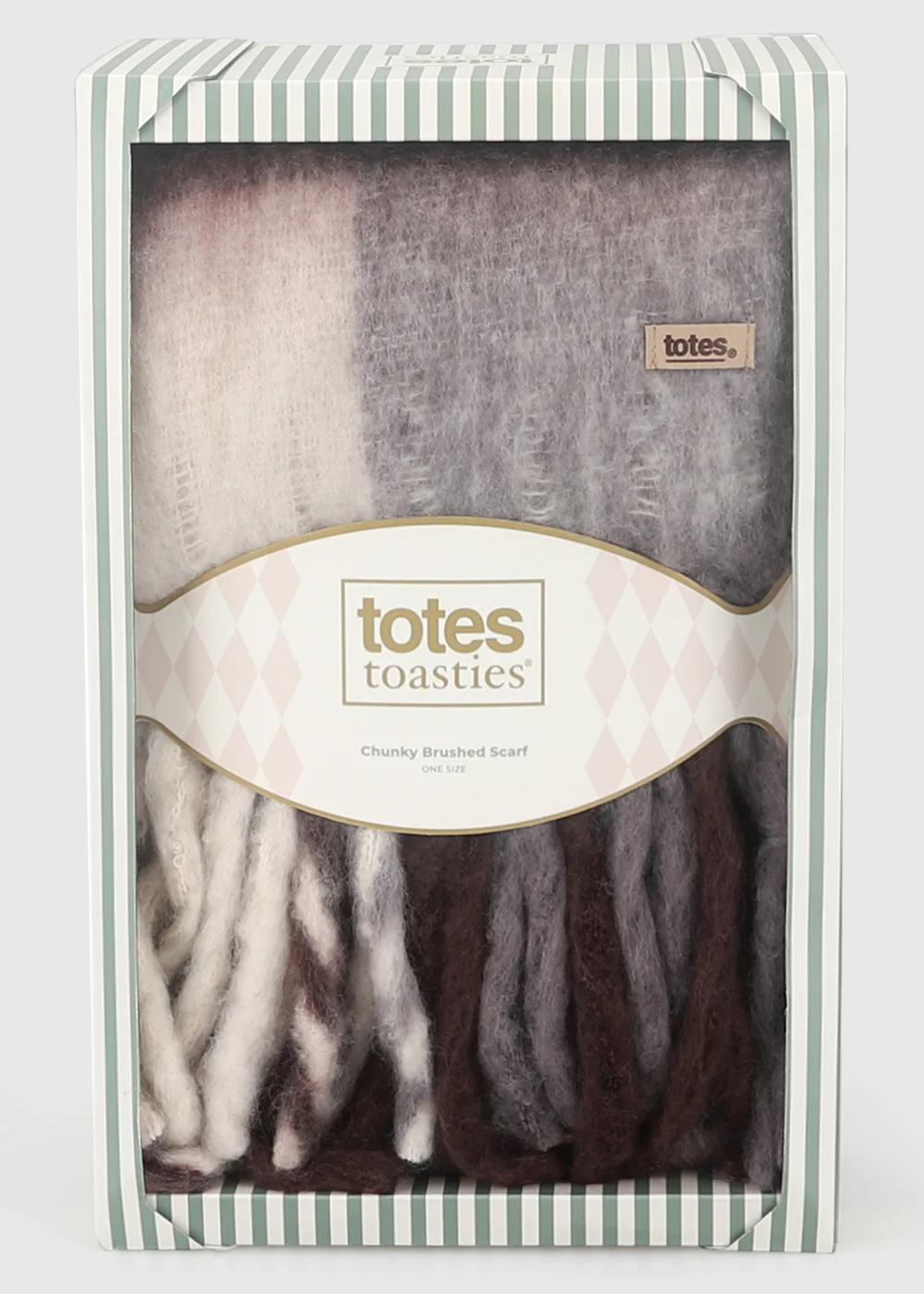 Totes Burgundy Mix Purple Chunky Brushed Check Scarf - One Size Image 6