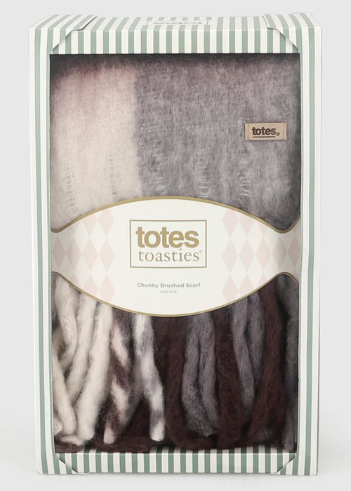 Totes Burgundy Mix Purple Chunky Brushed Check Scarf - One Size Image 6