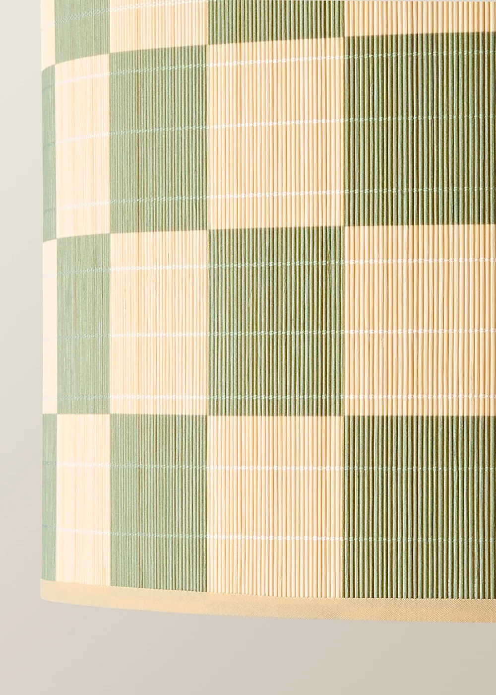 ValueLights Lori Green Checkerboard Print Bamboo Drum Shade 45cm - One Size Image 5