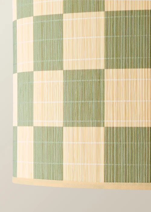 ValueLights Lori Green Checkerboard Print Bamboo Drum Shade 45cm - One Size Image 5