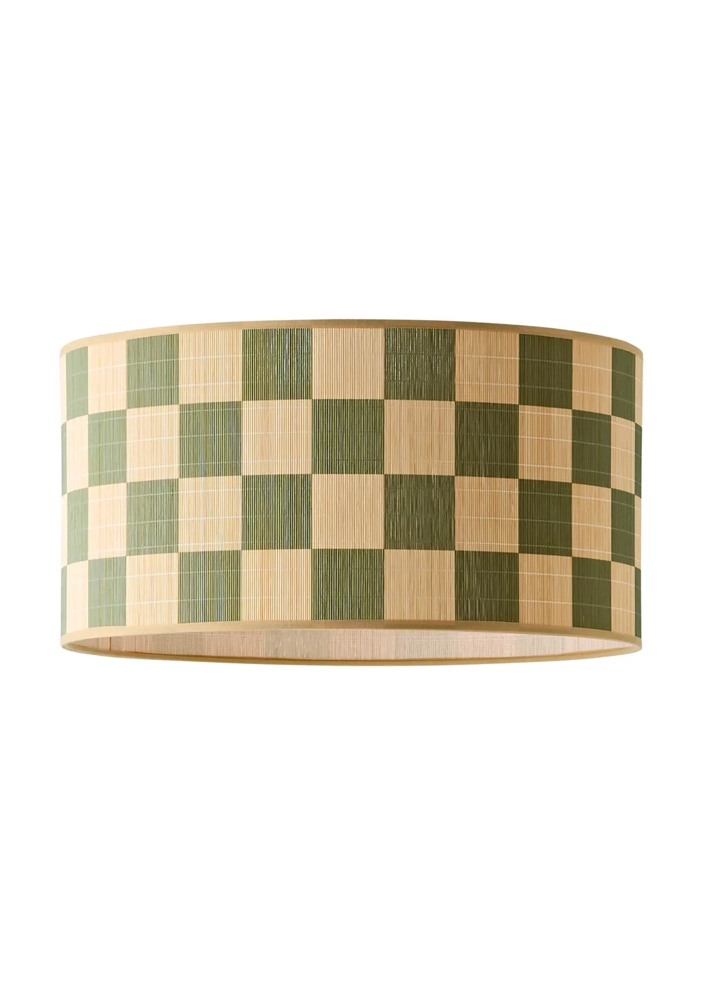 ValueLights Lori Green Checkerboard Print Bamboo Drum Shade 45cm - One Size Image 6