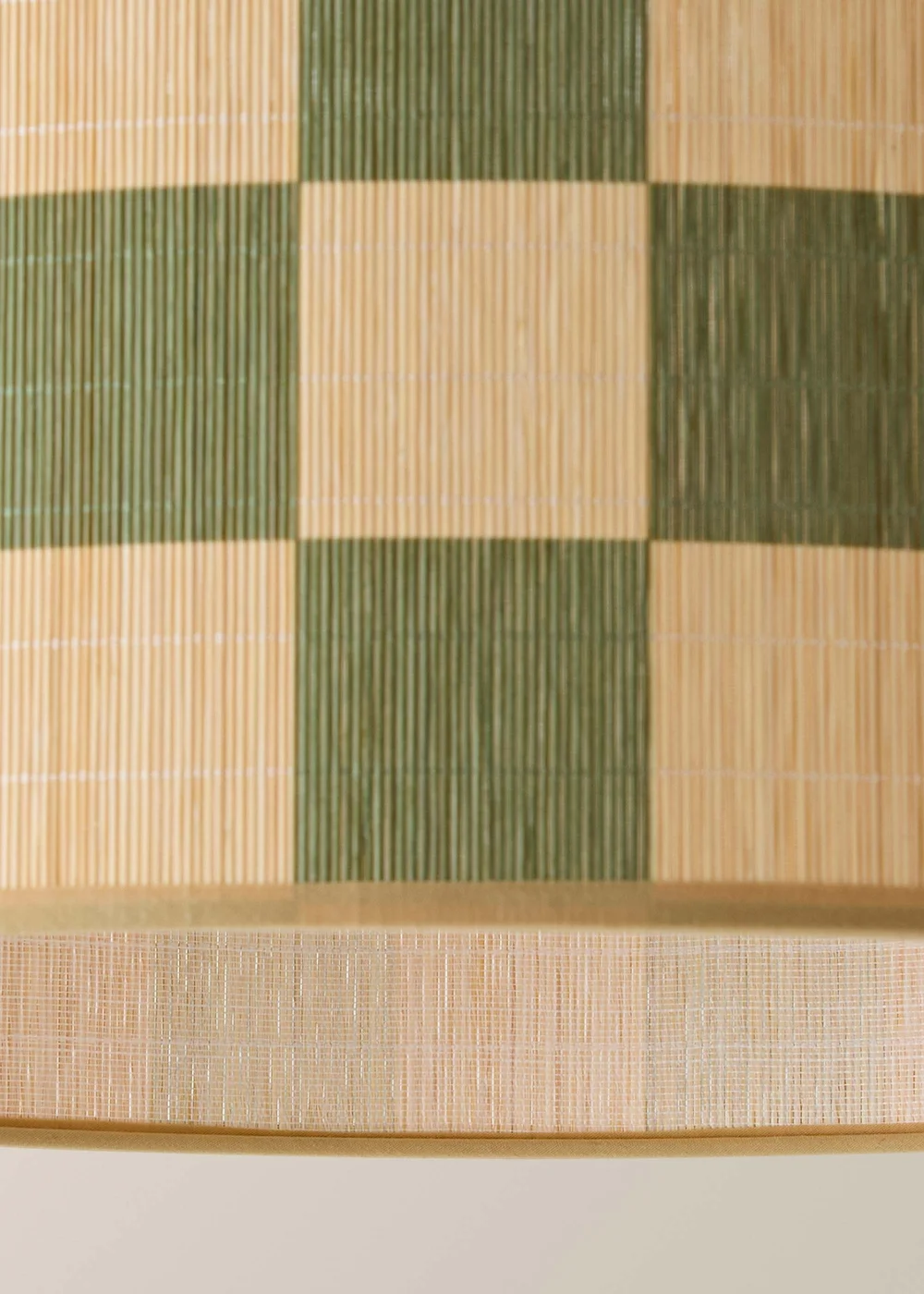 ValueLights Lori Green Checkerboard Print Bamboo Drum Shade 45cm - One Size Image 4