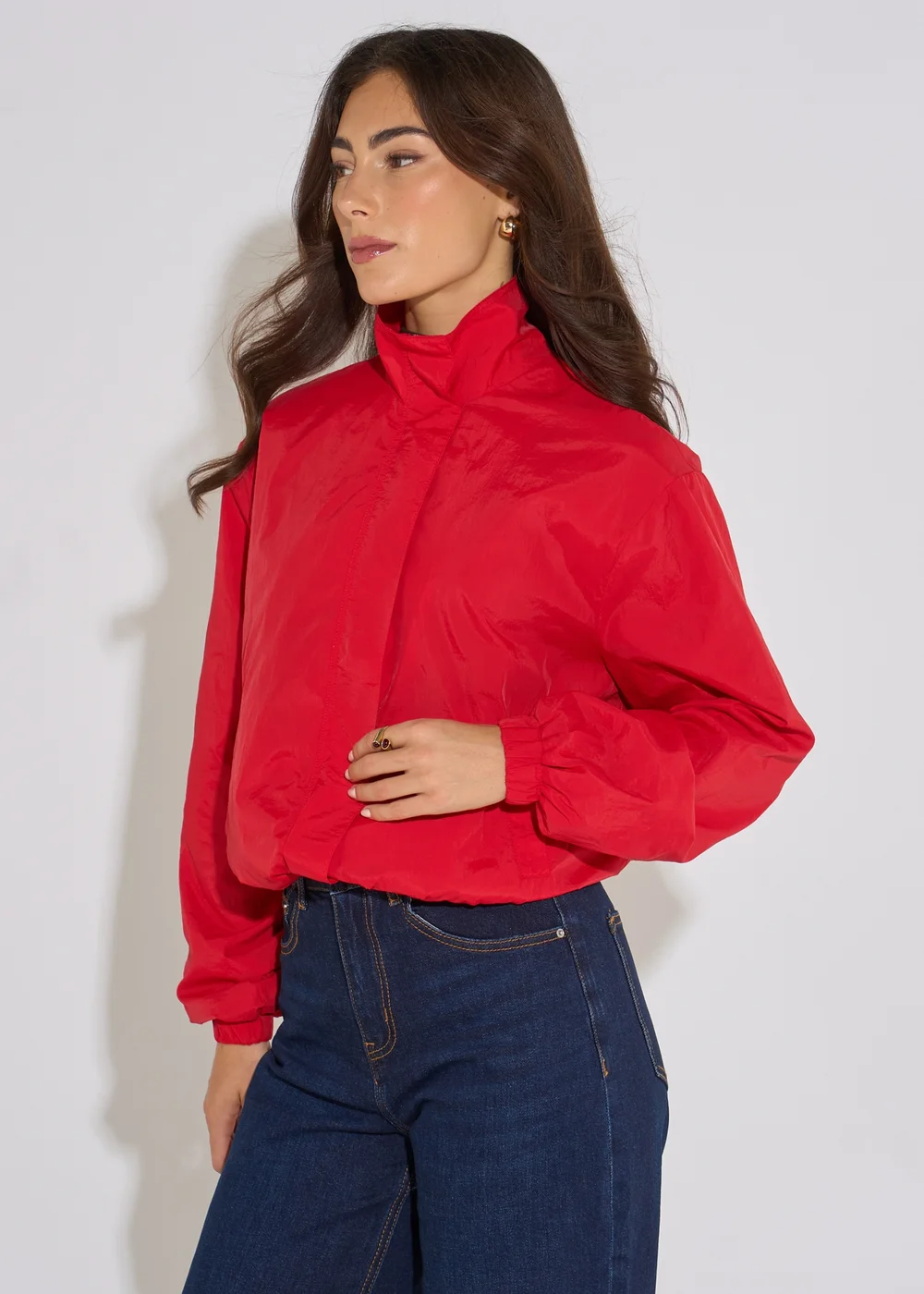 Gini London Red Funnel Neck Windbreaker Jacket - 12 Image 4
